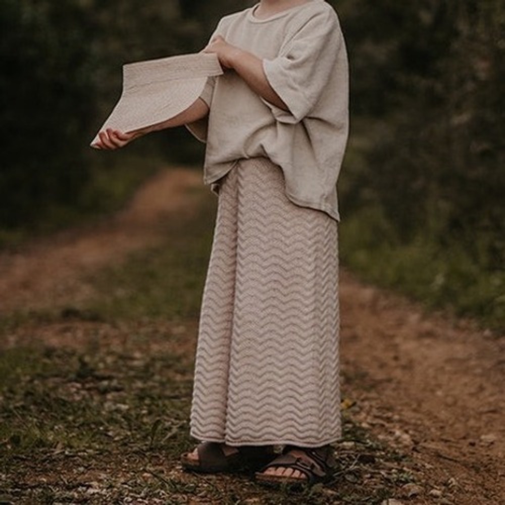 The Simple Folk The Etta Trouser in Oatmeal Knit 8-9 yr